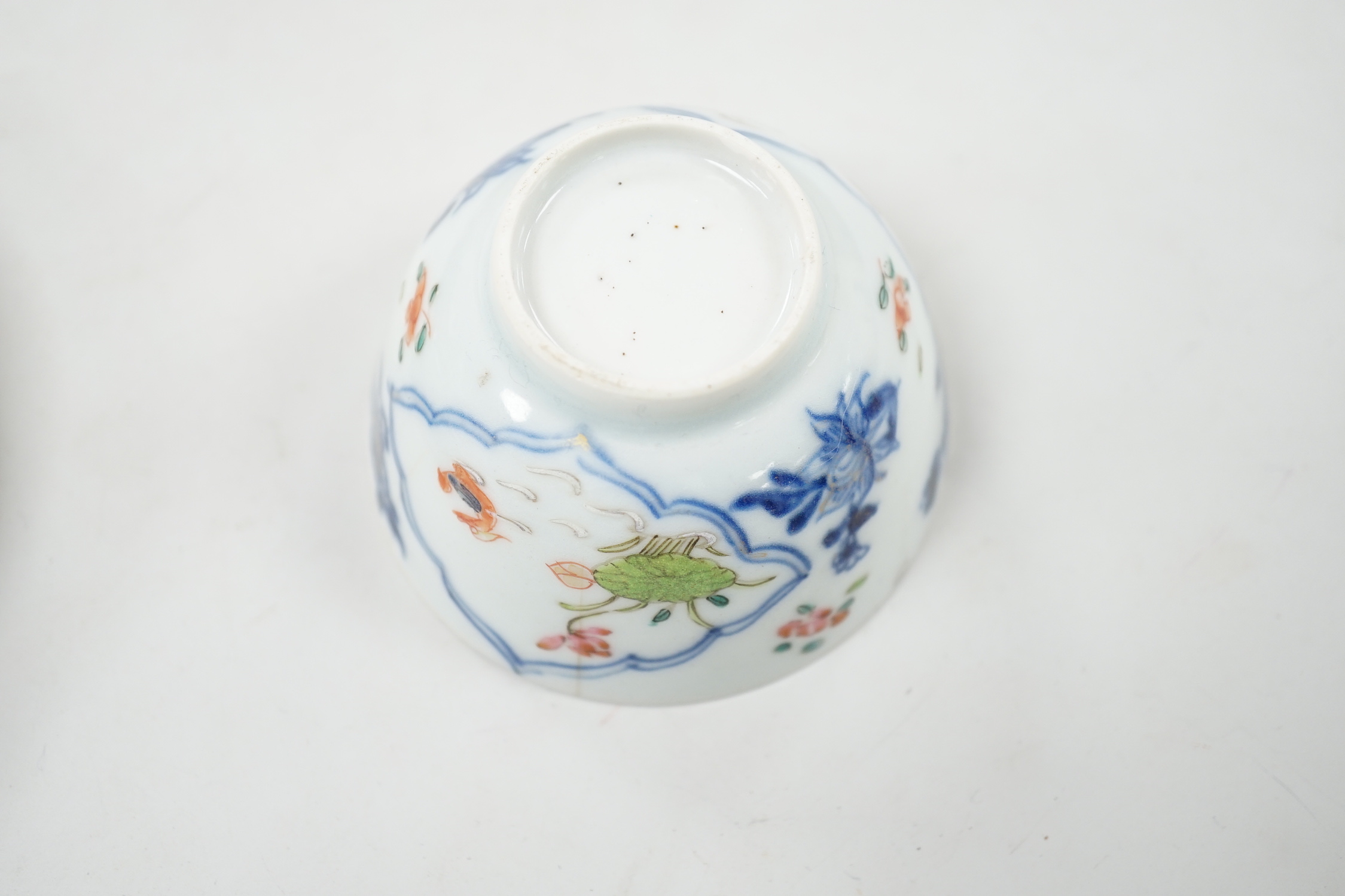 A Chinese famille rose cup and saucer, Qianlong period, saucer 12cm diameter